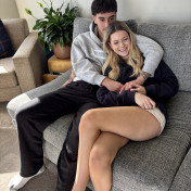 Two people on couch