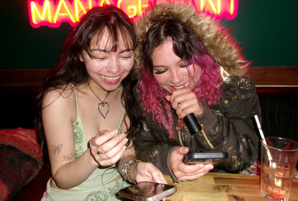 Two girls karaoke