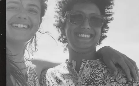 Black and white film style two women